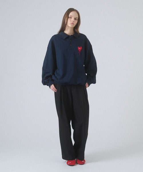 上品スタイル ONCILY トレーナー SWEAT POLO VOLUME LOGO HEART スウェット トップス