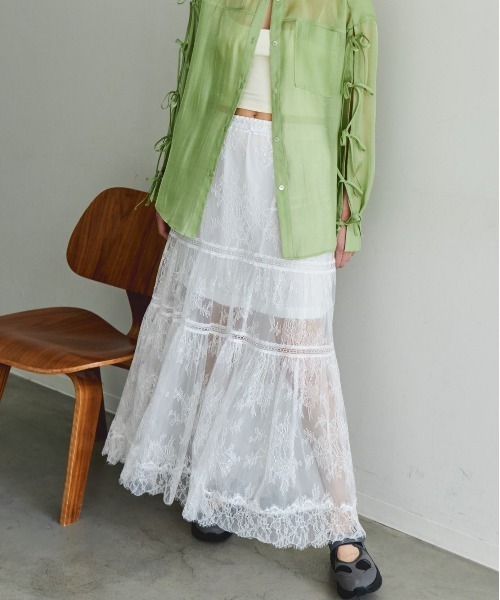 maisonspecial ロングスカート MAISON SPECIAL スカート Lace Tiered Skirt/レースティアード