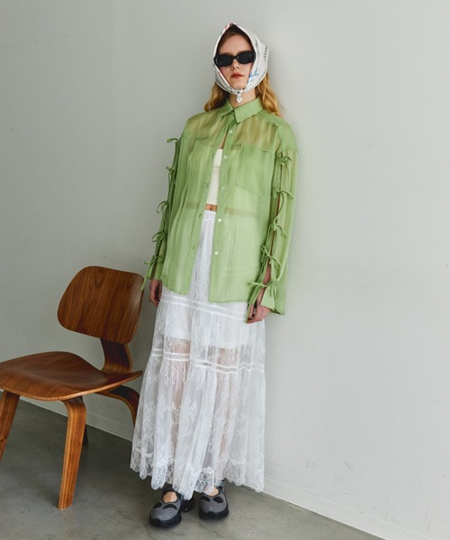 スカート maison special Mixed Lace Tiered Skirt Mixed Lace Tiered Skirt