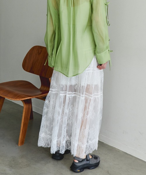 MAISON SPECIAL スカート Lace Tiered Skirt/レースティアード