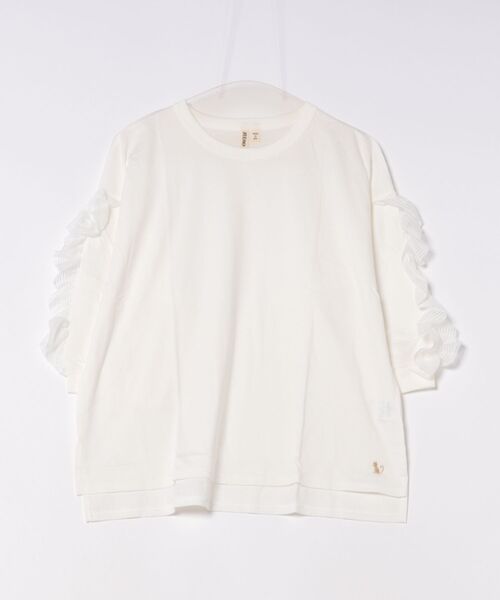tシャツ 袖チュールTシャツ レディース