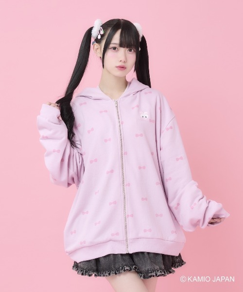 Hauls パーカー リボンまみれまじベリコラボZIPパーカー レディース