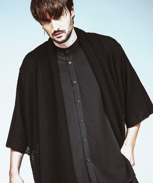 NO ID.（ノーアイディー） カーディガン ハーフスリーブシアーニット