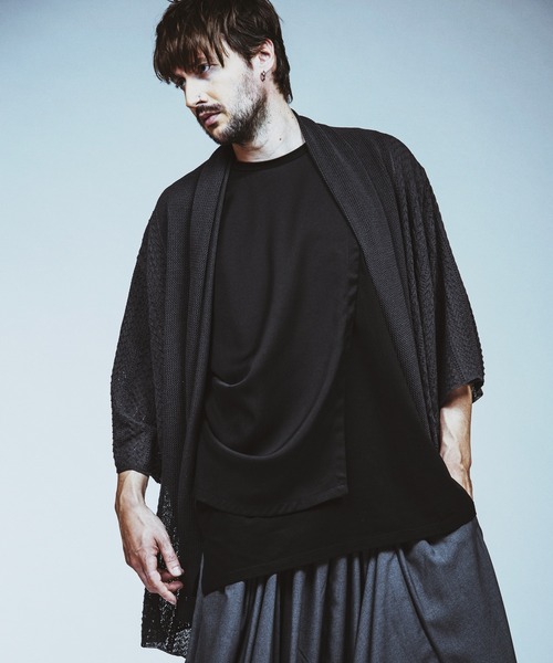 NO ID.（ノーアイディー） カーディガン ハーフスリーブシアーニット