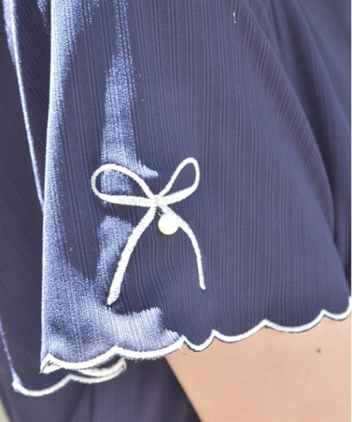 axes femme tシャツ リボン×スカラップ刺繍プルオーバー