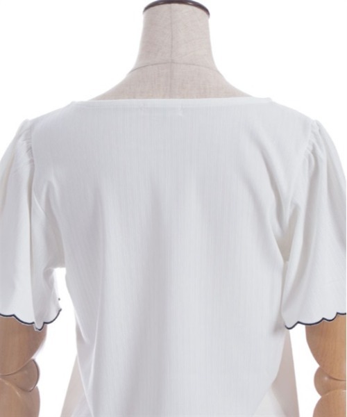 axes femme tシャツ リボン×スカラップ刺繍プルオーバー