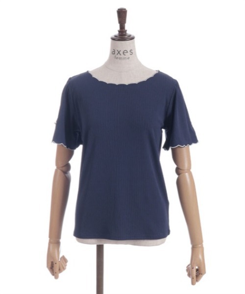 axes femme tシャツ リボン×スカラップ刺繍プルオーバー