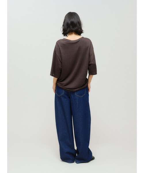 tシャツ MIDIUMISOLID for Ladies ハーフスリーブリネンワイドプルオーバー レディース MIDIUMISOLID tシャツ for Ladies ハーフスリーブリネンワイド