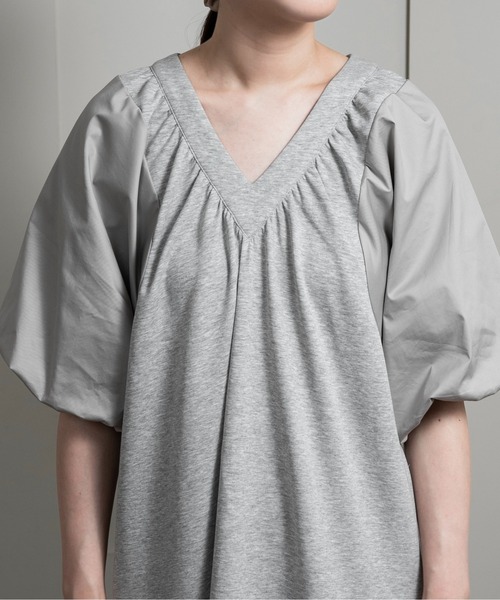 lawgy ワンピース different materials v neck tiered op