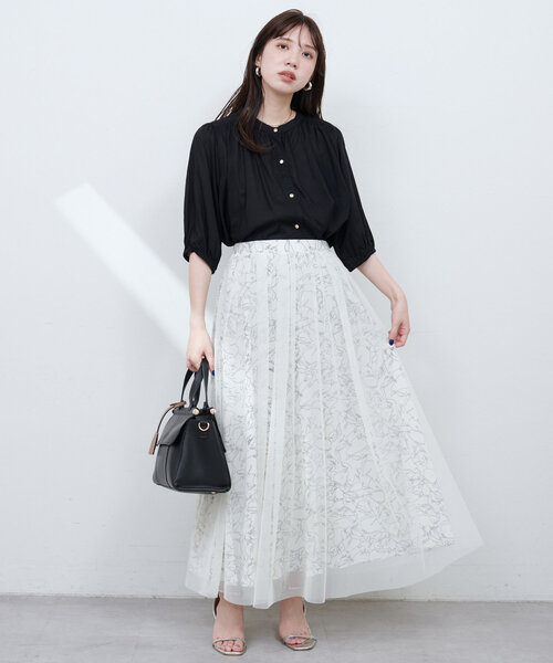 ブラウス シャツ 裾ギャザー 麻混シャツブラウス レディース natural couture ブラウス シャツ 麻混ギャザーブラウス