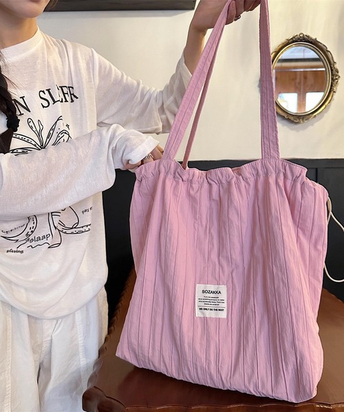 Mignonjour トートバッグ Mignonjour/ストライプ巾着トートバッグ