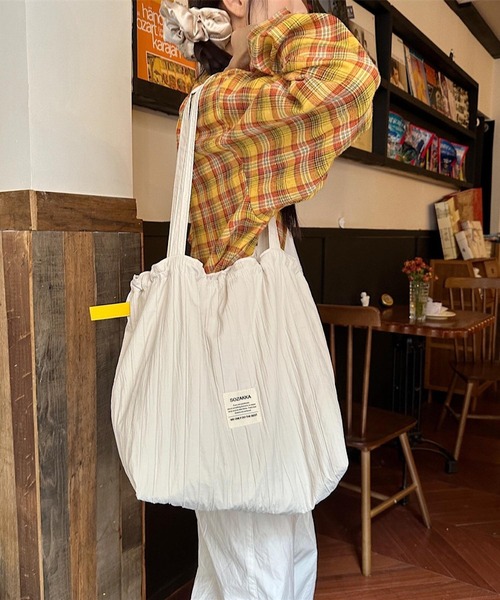 【みかん】ミセス スマホストラップ、巾着、トートバッグ Mignonjour トートバッグ Mignonjour/ストライプ巾着トート