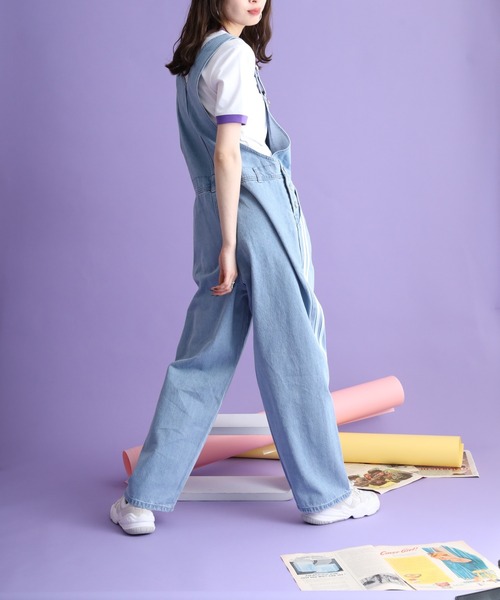 ●NERDY● Uni NY デニムオーバーオール (2色) NERDY オーバーオール サロペット NYデニムオーバーオール