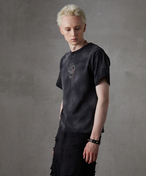 【GRANCY】スカルラインストーンデザインtシャツ M GRANCY tシャツ 「GRANCY」Skull Rhinestone Design T-shirt
