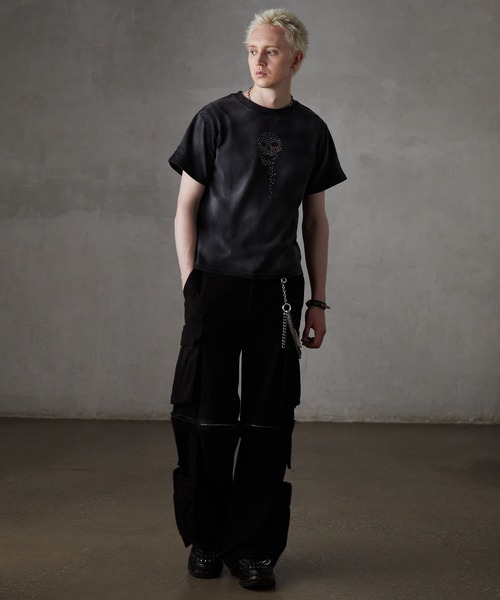 【GRANCY】スカルラインストーンデザインtシャツ ブラック M GRANCY tシャツ 「GRANCY」Skull Rhinestone Design T-shirt