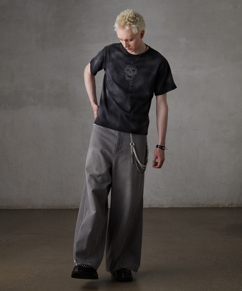 【GRANCY】スカルラインストーンデザインtシャツ ブラック M GRANCY tシャツ 「GRANCY」Skull Rhinestone Design T-shirt