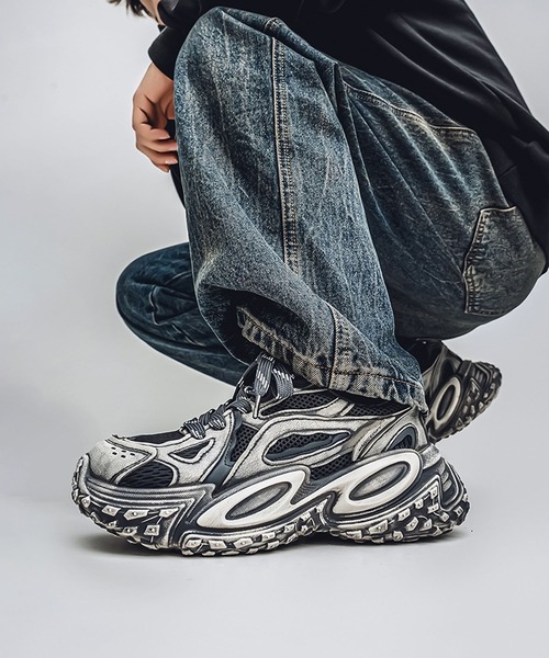 shoes365 スニーカー 「SHOES 365」厚底凹凸ダッドスニーカー メンズ