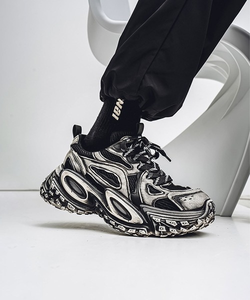 shoes365 スニーカー 「SHOES 365」厚底凹凸ダッドスニーカー メンズ