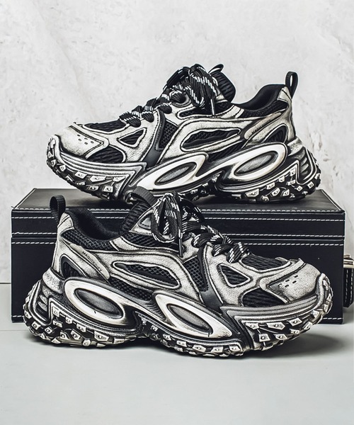 shoes365 スニーカー 「SHOES 365」厚底凹凸ダッドスニーカー メンズ