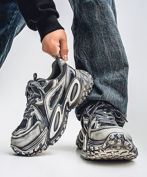 shoes365 スニーカー 「SHOES 365」厚底凹凸ダッドスニーカー メンズ