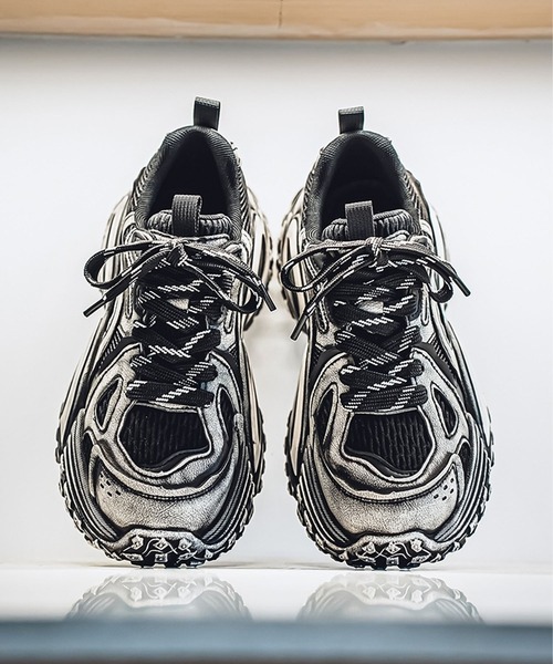 shoes365 スニーカー 「SHOES 365」厚底凹凸ダッドスニーカー メンズ
