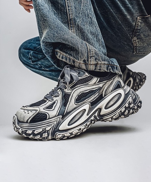 shoes365 スニーカー 「SHOES 365」厚底凹凸ダッドスニーカー メンズ