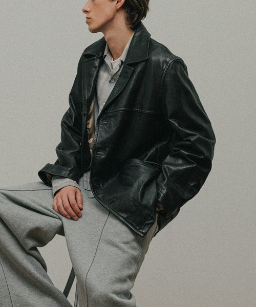 ADAM ET ROPE'（アダムエロペ） カバーオール ウォッシュド ラムレザー