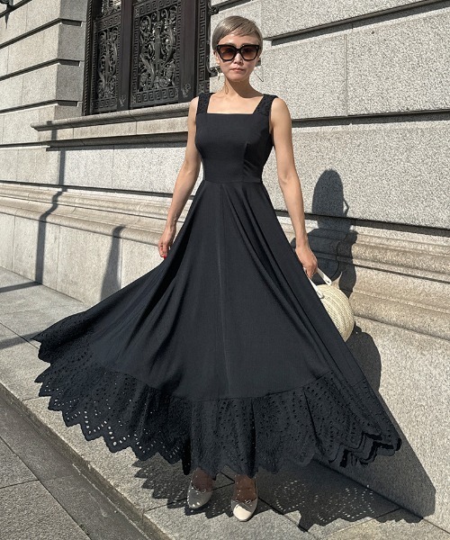 レースが上品でキレイ★N2e nero ノースリーブワンピース　サイズ40 スカラップレース・ノースリーブワンピース/DoCLASSE