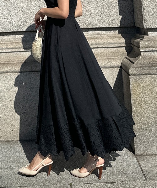 レースが上品でキレイ★N2e nero ノースリーブワンピース　サイズ40 JENNE」 ノースリーブワンピース MEDIUM ブラック レディース-製品割引