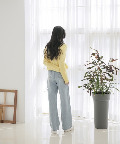 「UNE MANSION」 ダメージ加工デニムパンツ MEDIUM ブルー レディース