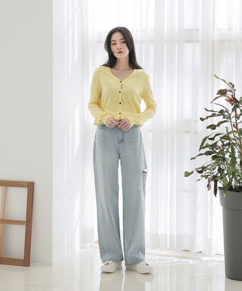 「UNE MANSION」 ダメージ加工デニムパンツ MEDIUM ブルー レディース