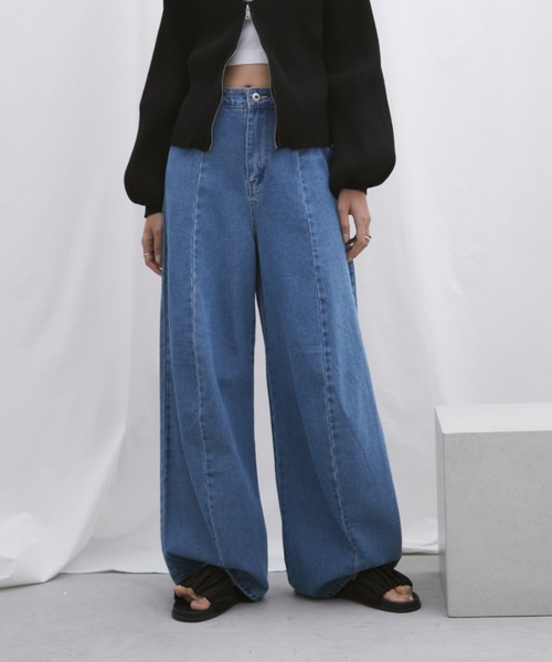 「Aunt Marie's」 加工デニムパンツ M ライトブルー レディース