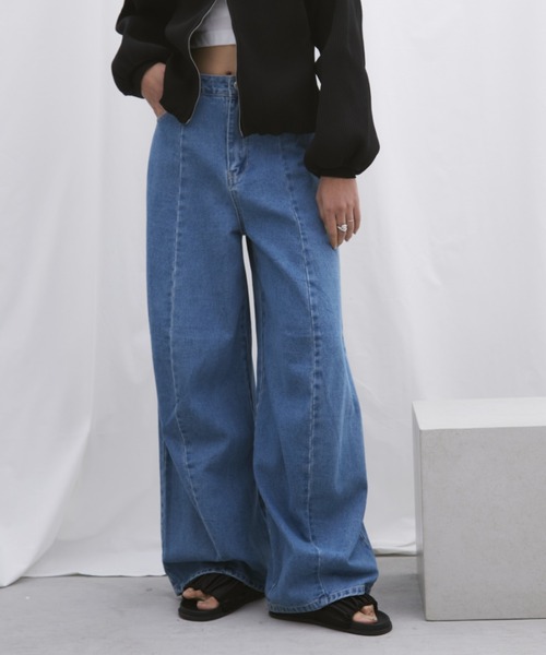 「Aunt Marie's」 加工デニムパンツ M ライトブルー レディース