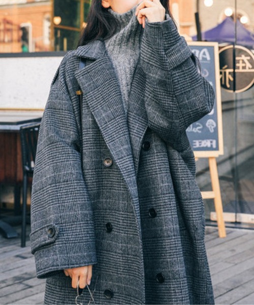 R10 様ENFOLD グレンチェック オーバーサイズロングコート M グレンチェックオーバーロングコート レディース : ZOZOTOWN Yahoo!店