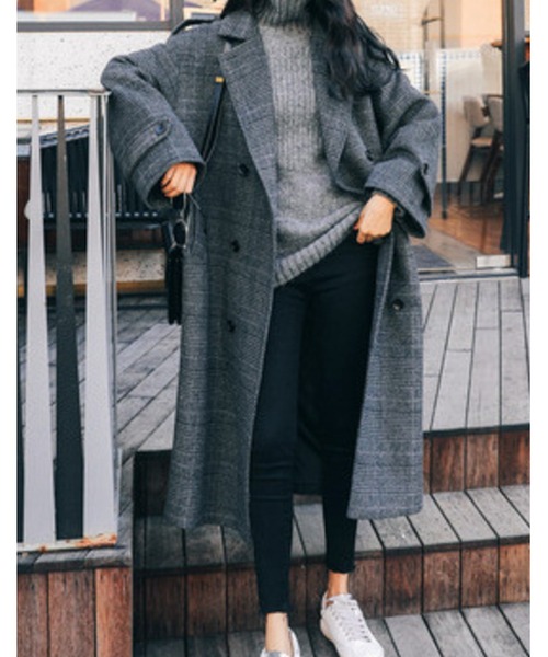 グレンチェックオーバーロングコート レディース : ZOZOTOWN Yahoo!店