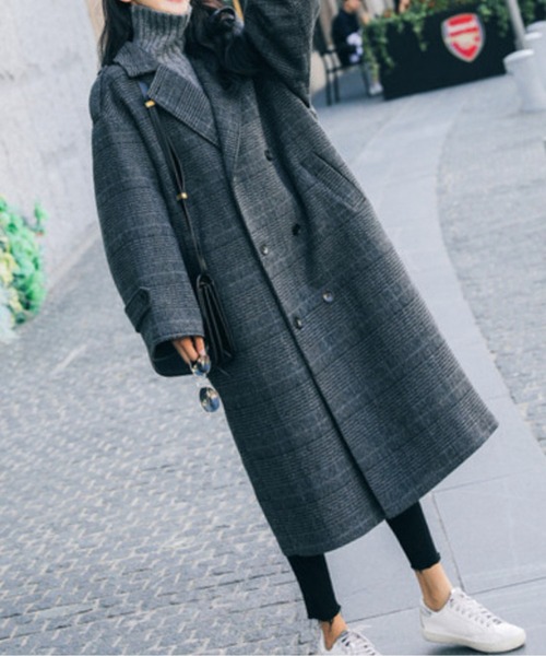 R10 様ENFOLD グレンチェック オーバーサイズロングコート M グレンチェックオーバーロングコート レディース : ZOZOTOWN Yahoo!店