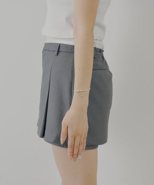 にこちゃん　ライトグレーXS Chico（チコ） スカート ボックスプリーツレイヤードスカパン