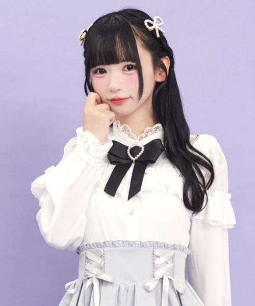 シークレットハニー ブラウス リボン、タグ付き未使用 Secret Honey（シークレットハニー） ブラウス シャツ 半袖 ショルダー