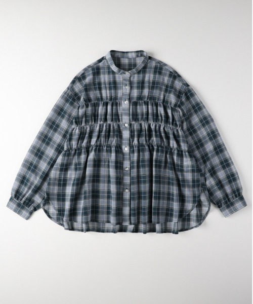 リンカブル　チェックシアーブラウス シアー チェック ギャザー 2way ブラウス