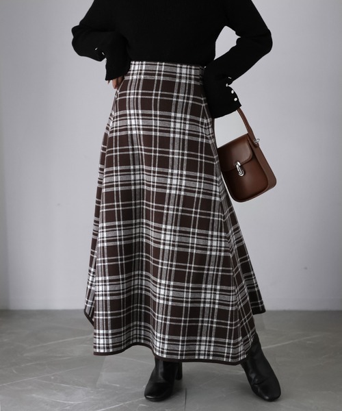 Riberry（リベリー） スカート チェック柄ジャガードニットフレア