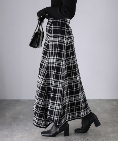 Riberry（リベリー） スカート チェック柄ジャガードニットフレア