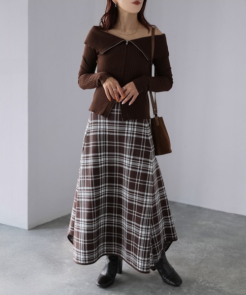 Riberry（リベリー） スカート チェック柄ジャガードニットフレア