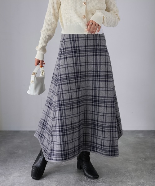 Riberry（リベリー） スカート チェック柄ジャガードニットフレア
