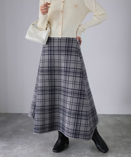 Riberry（リベリー） スカート チェック柄ジャガードニットフレア
