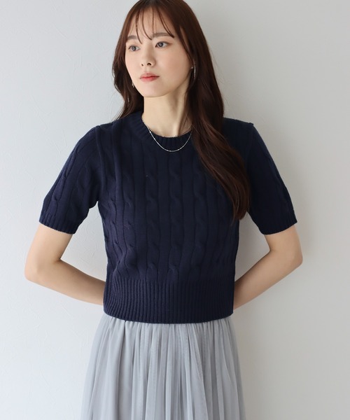 BLUEEAST（ブルーイースト） 半袖ニット MEDIUM ネイビー レディース