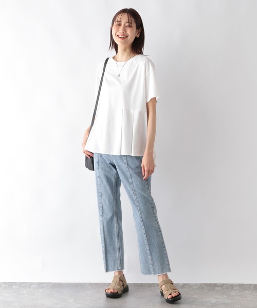 「GLOBAL WORK」 半袖カットソー MEDIUM ミント レディース_画像2