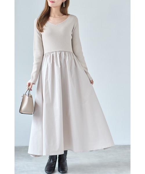 「&. NOSTALGIA」 ドッキングワンピース S ライトベージュ レディース_画像9