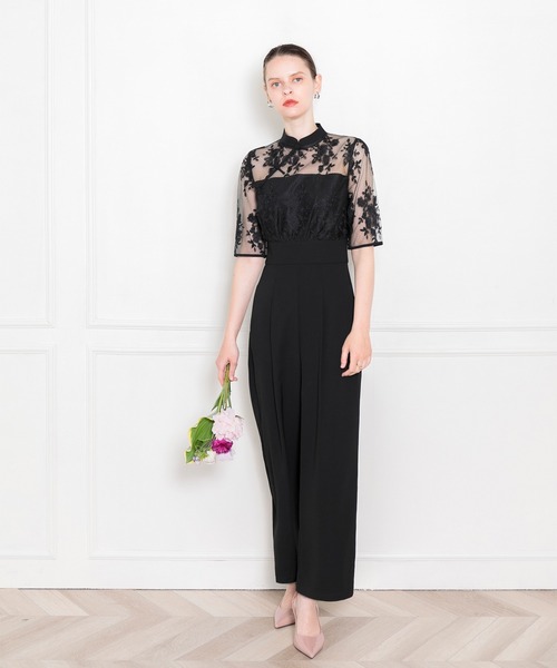 leja パンツドレス Leja（レジャ） パンツドレス 「LEJA」2WAYシアースリーブ花柄パンツ