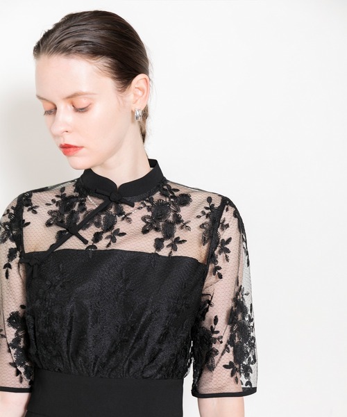 leja パンツドレス Leja（レジャ） パンツドレス 「LEJA」2WAYシアースリーブ花柄パンツ