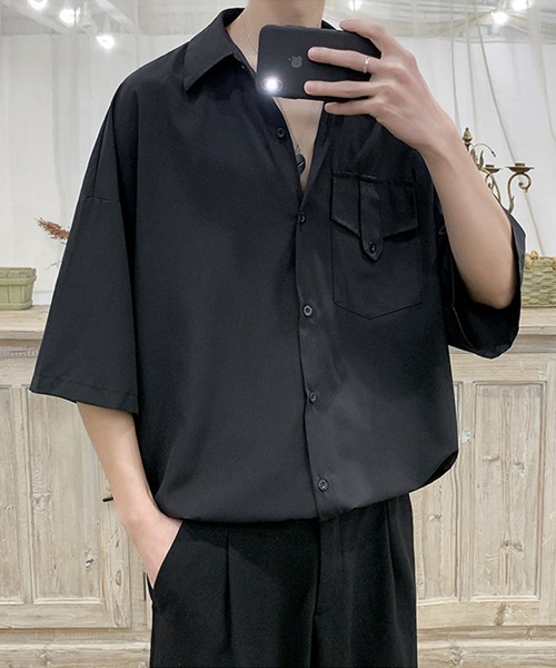 「aimoha」 半袖シャツ LARGE ブラック メンズ_画像3